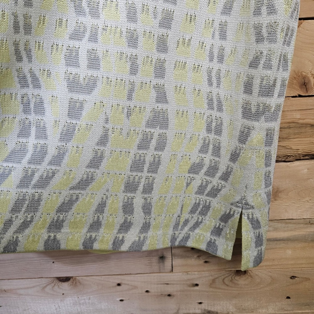 Ming Wang Cream and Soft Yellow Patterned Midi Dress - Picture 3 of 11